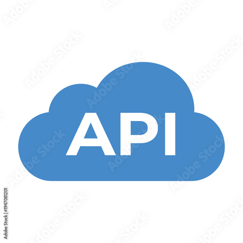 Cloud api symbol with blue icon on white background for software development