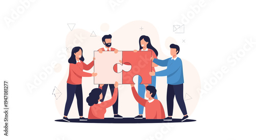 Teamwork and Collaboration: People Assembling a Puzzle for Success
