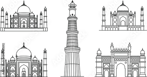 india, landmarks, tajmahal, qutubminar, gatewayofindia, monument, architecture, travel, tourism, heritage, historic, islamic, mughal, skyline, 