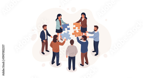 Teamwork Puzzle Collaboration Business People Connecting Pieces Together
