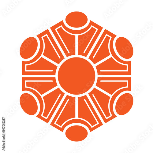 Orange teamwork unity symbol with people joining hands in a circle