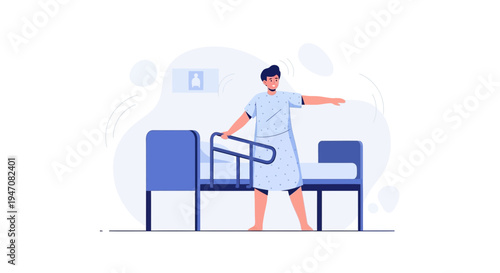 Patient Doing Physical Therapy Exercises Next to Hospital Bed