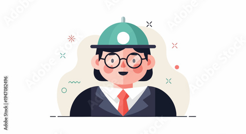 Cheerful person in formal attire and a cap