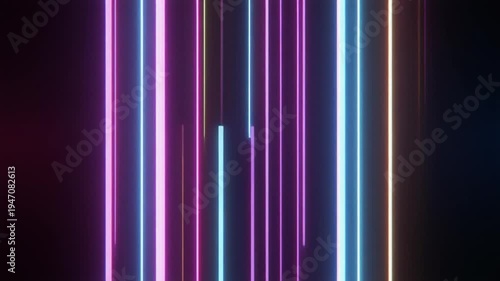 Neon Vertical Lines Abstract Background Loop
