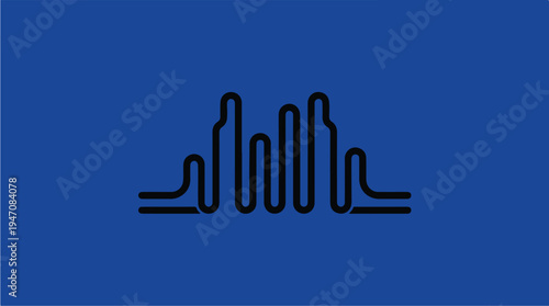 Abstract Sound Waveform Graphic on Blue Background.