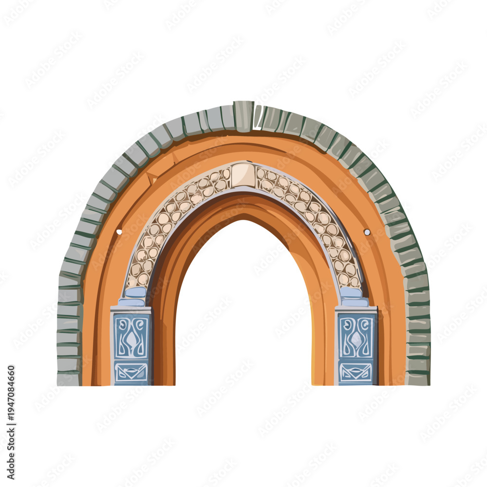 Fototapeta premium Stylized architectural arch illustration on white background for design projects