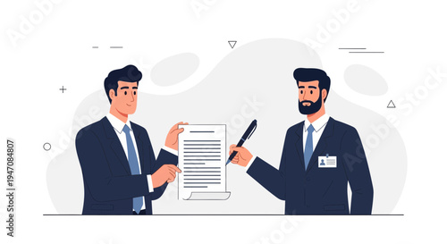 Businessmen signing contract agreement, partnership deal, legal document, teamwork