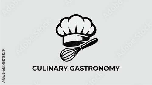 Culinary Gastronomy Chef Hat and Whisk Logo.