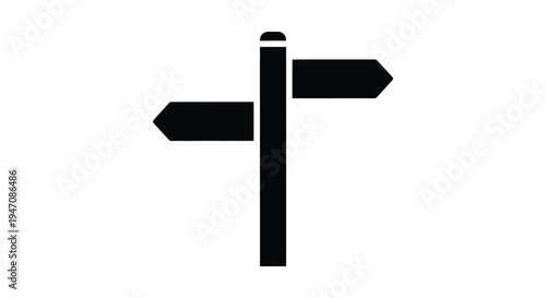 A stark black signpost with two directional arrows points onward creating a minimalist silhouette high quality professional detailed