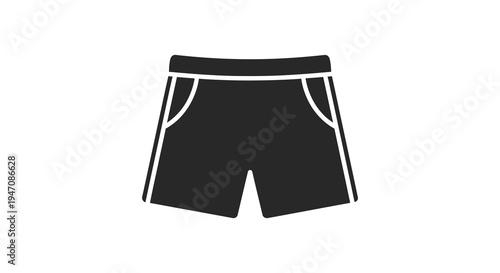 A minimalist depiction of black athletic shorts with white outlining presented as a striking silhouette high quality professional