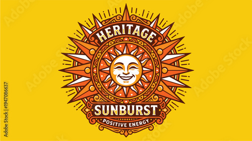 Heritage Sunburst Positive Energy Logo Design.