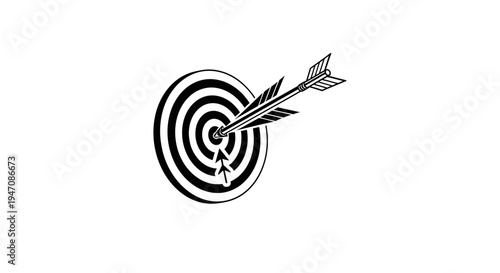 Black and white arrow hitting target bullseye with mouse cursor