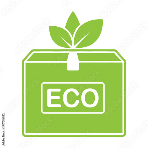Eco friendly packaging with green leaves on a white background symbolizing sustainable living and environmentally responsible practices