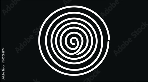 Hypnotic Spiral Design on Black Background.