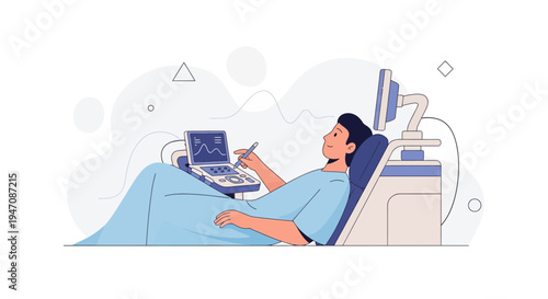 Patient undergoing medical examination with advanced technology in a modern clinic