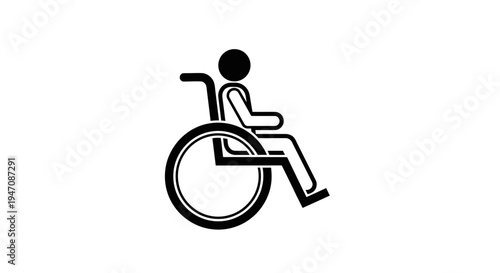 Black and white wheelchair user disability accessibility icon symbol