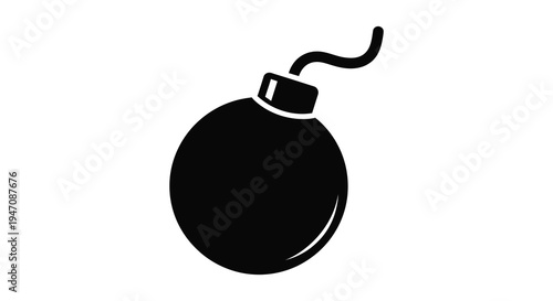 A stark black silhouette depicts a classic hand grenade design showcasing a dangerous and explosive device silhouette