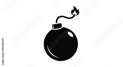 A stark black silhouette of a classic bomb with a lit fuse evoking danger and potential destruction silhouette