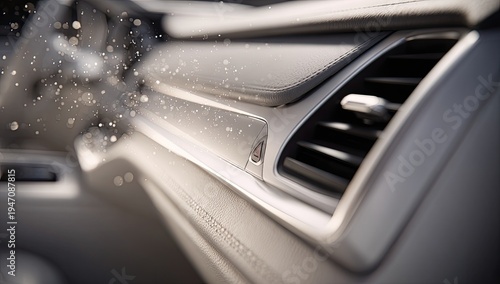 Car Interior Air Vent with Particles Floating.