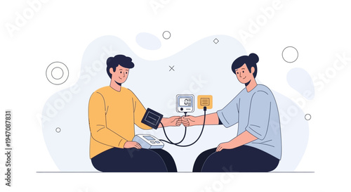 Doctor measuring blood pressure of patient, medical checkup, healthcare concept