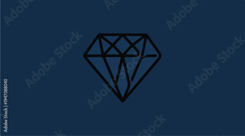 Minimalist Diamond Icon on Dark Blue Background.