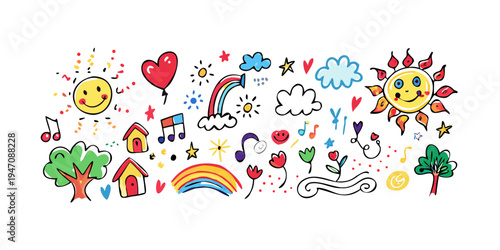 A vibrant collection of diverse emoji icons representing various objects and emotions