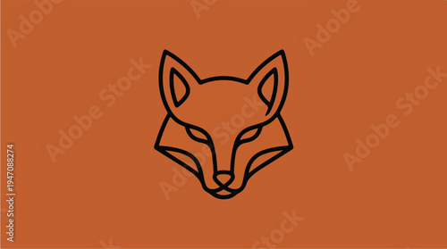 Minimalist Fox Head Logo Design on Orange Background 1.