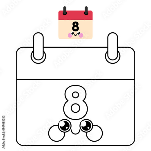 Stationery. Children's illustration. Coloring book. School calendar.