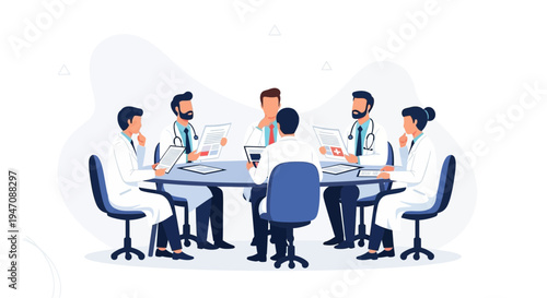 Doctors Meeting Around Table Discussing Medical Cases