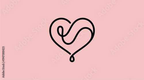 Minimalist Heart Symbol on Pink Background.