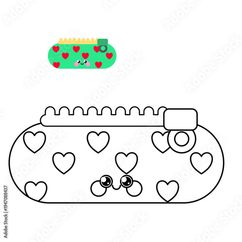 Stationery. Children's illustrations. Coloring book. Pencil case.
