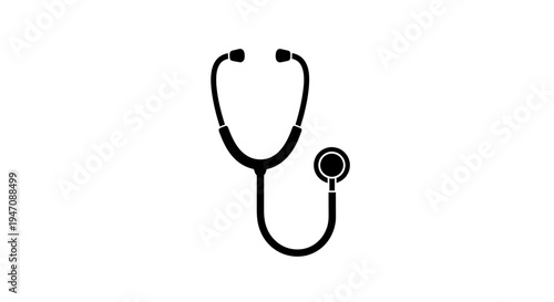 Black stethoscope medical icon on a white background