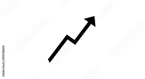 Black upward zigzag arrow symbol for business growth and success