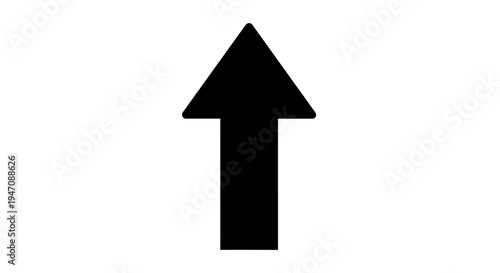 Black up arrow symbol on white background
