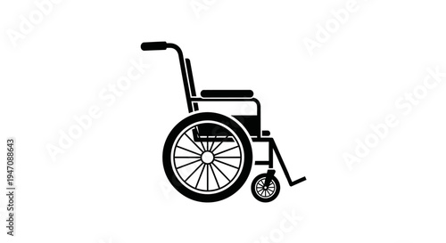 Black wheelchair silhouette icon for medical and accessibility