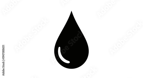 Black water drop icon on white stripe background