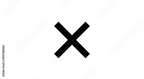 Black X mark symbol on white background with bars