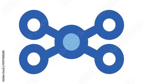 Abstract blue drone or quadcopter icon on white background