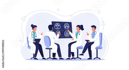 Medical Team Discussing Brain Scans in a Meeting Room
