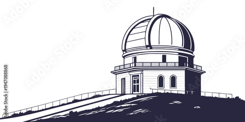 Astronomical observatory with a dome-shaped roof on a hilltop