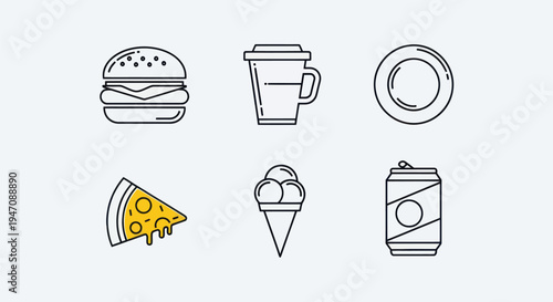 Food icons set on white background