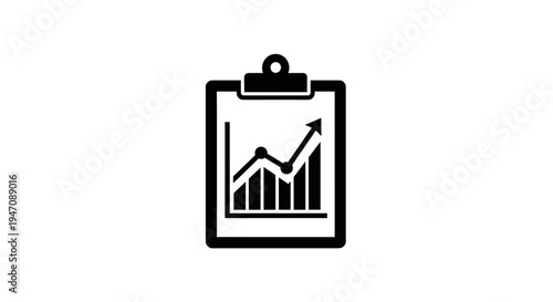 Business growth report clipboard icon with uptrend chart