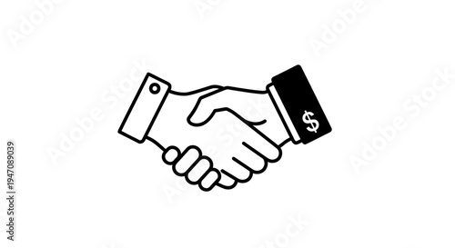 Business handshake with dollar sign sleeve agreement icon