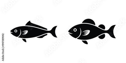 Fish Silhouettes Vector – Minimalist Water Animals on Transparent Background