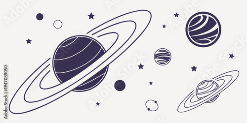 A captivating illustration of planets and celestial bodies in outer space