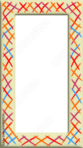 Frame With Crossed Brush Strokes Pattern