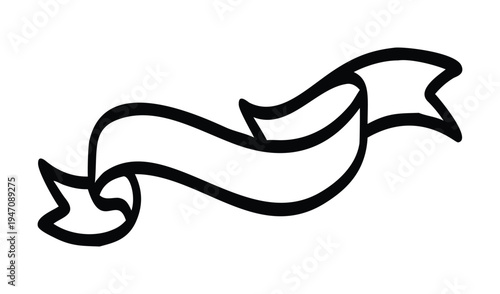 Hand drawn wavy ribbon banner illustration for text and design