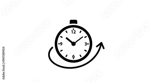Clock stopwatch icon with circular arrow for time cycle