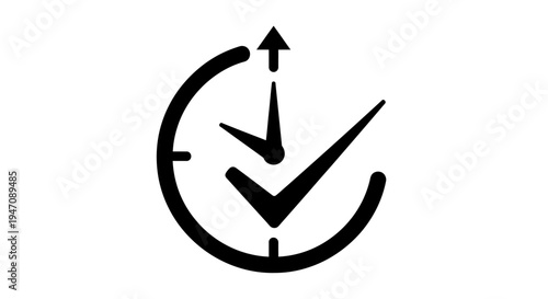 Clock with checkmark and arrow icon for time management