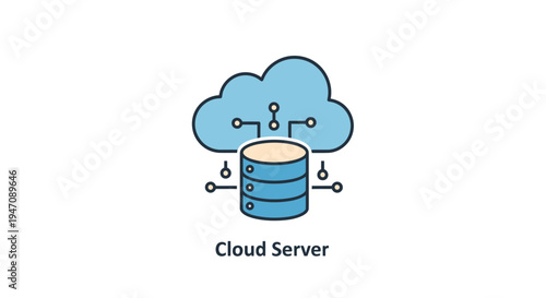 Cloud server database icon with network connections